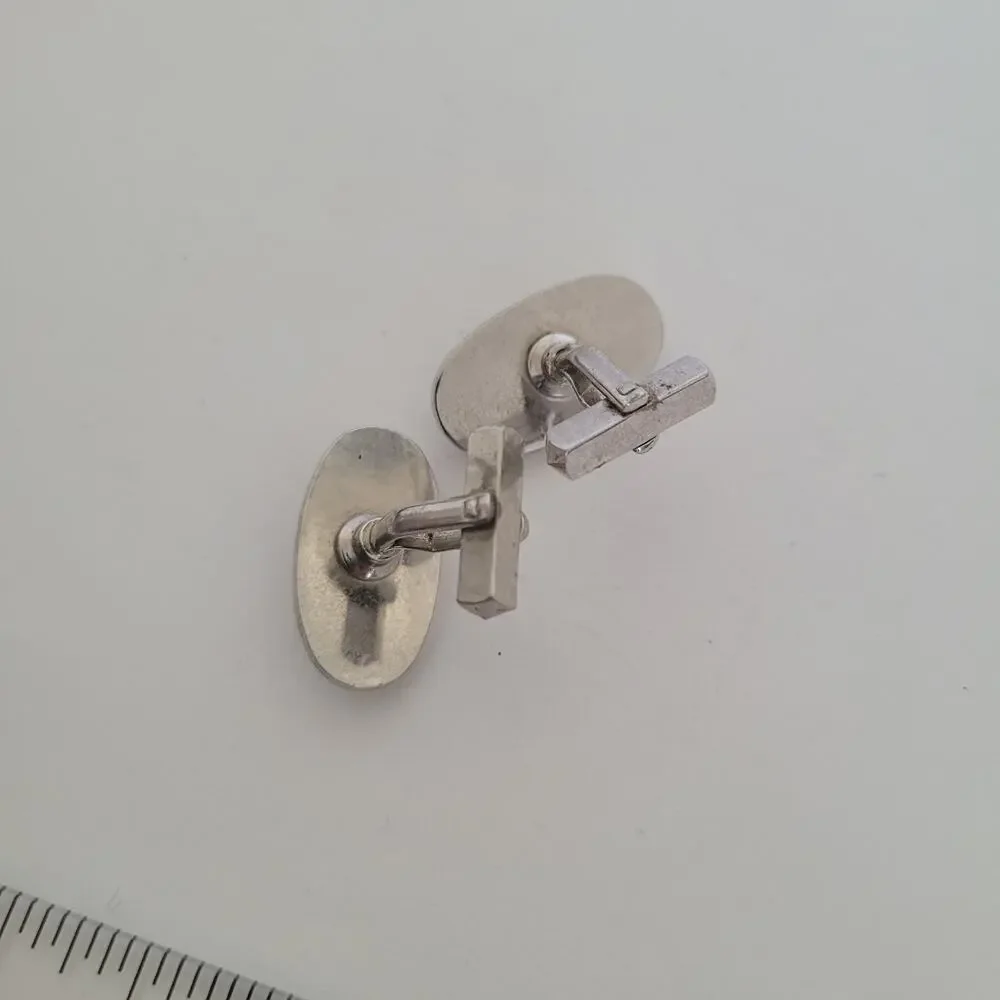Silver Brown Tone Cufflinks Vintage Oval Retro Agate Unbranded Quality